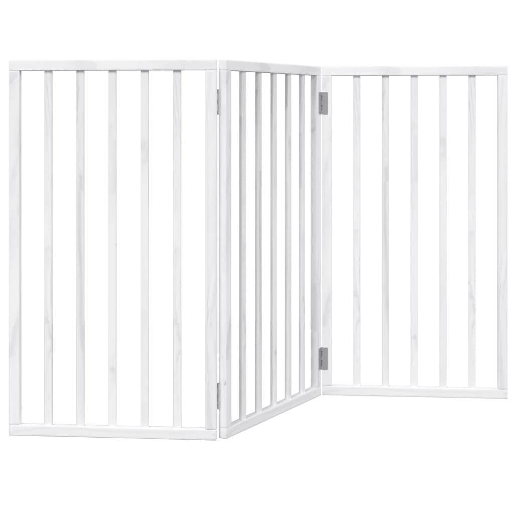 Cancello per Cani Pieghevole 3 Pannelli Bianco 150 cm Pioppo