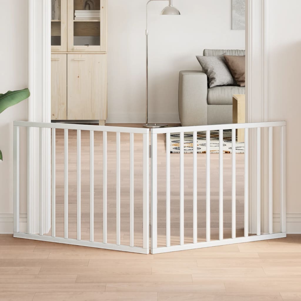 Cancelletto per cani pieghevole 2 pannelli bianco 160 cm in legno di pioppo | homemem39