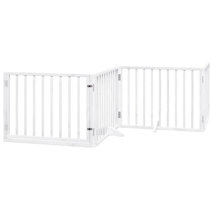 Cancello Cani Porta Pieghevole Bianco 4 Pannelli 320 cm Pioppo