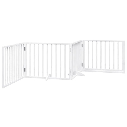 Cancello Cani Porta Pieghevole Bianco 4 Pannelli 320 cm Pioppo