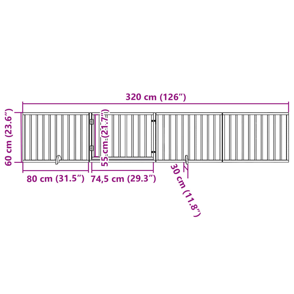 Cancello Cani Porta Pieghevole Bianco 4 Pannelli 320 cm Pioppo | homemem39