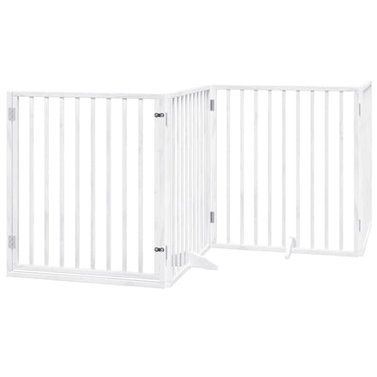 Cancelletto per cani con porta pieghevole 4 pannelli bianco 320 cm in legno di pioppo