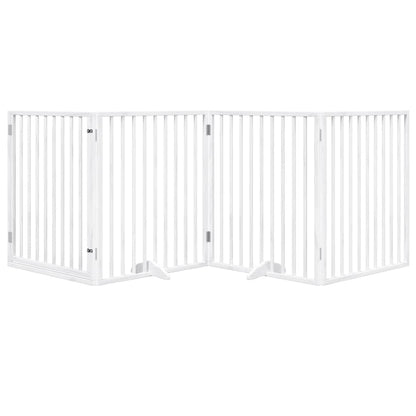 Cancelletto per cani con porta pieghevole 4 pannelli bianco 320 cm in legno di pioppo