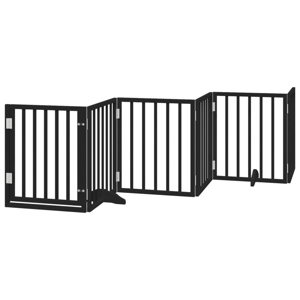 Cancello per Cani Porta Pieghevole Nero 6 Pannelli 300cm Pioppo | homemem39