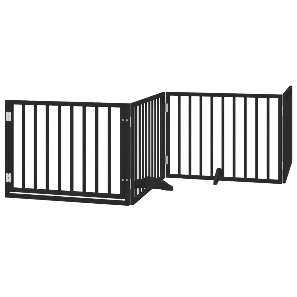 Cancello per Cani Porta Pieghevole Nero 4 Pannelli 320cm Pioppo | homemem39