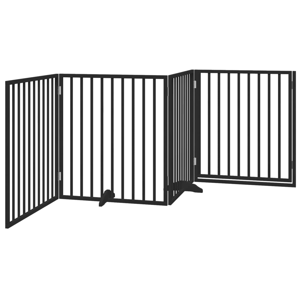Cancello per Cani Porta Pieghevole Nero 4 Pannelli 320cm Pioppo | homemem39