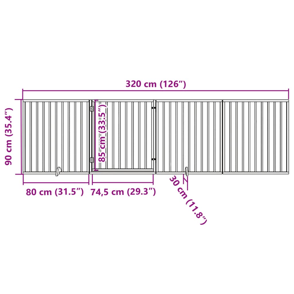 Cancello per Cani Porta Pieghevole Nero 4 Pannelli 320cm Pioppo | homemem39
