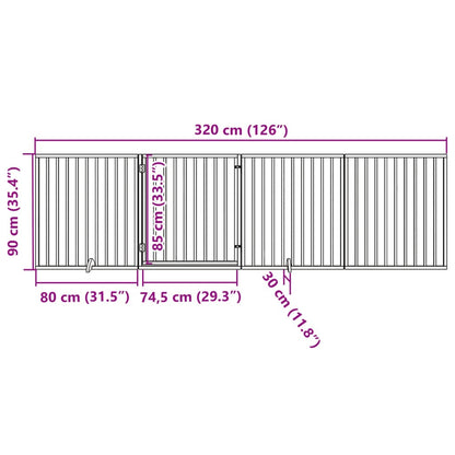 Cancello per Cani Porta Pieghevole Nero 4 Pannelli 320cm Pioppo | homemem39