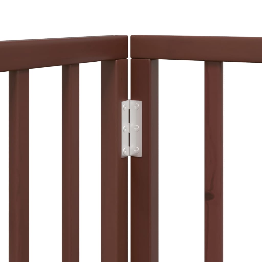 Cancello Cani Pieghevole 3 Pannelli Marrone 150cm Legno Pioppo | homemem39