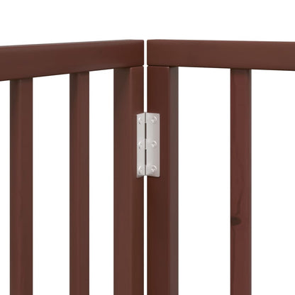 Cancello Cani Pieghevole 3 Pannelli Marrone 150cm Legno Pioppo | homemem39