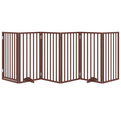 Cancelletto per cani con porta pieghevole 6 pannelli marrone 300 cm in legno di pioppo | homemem39