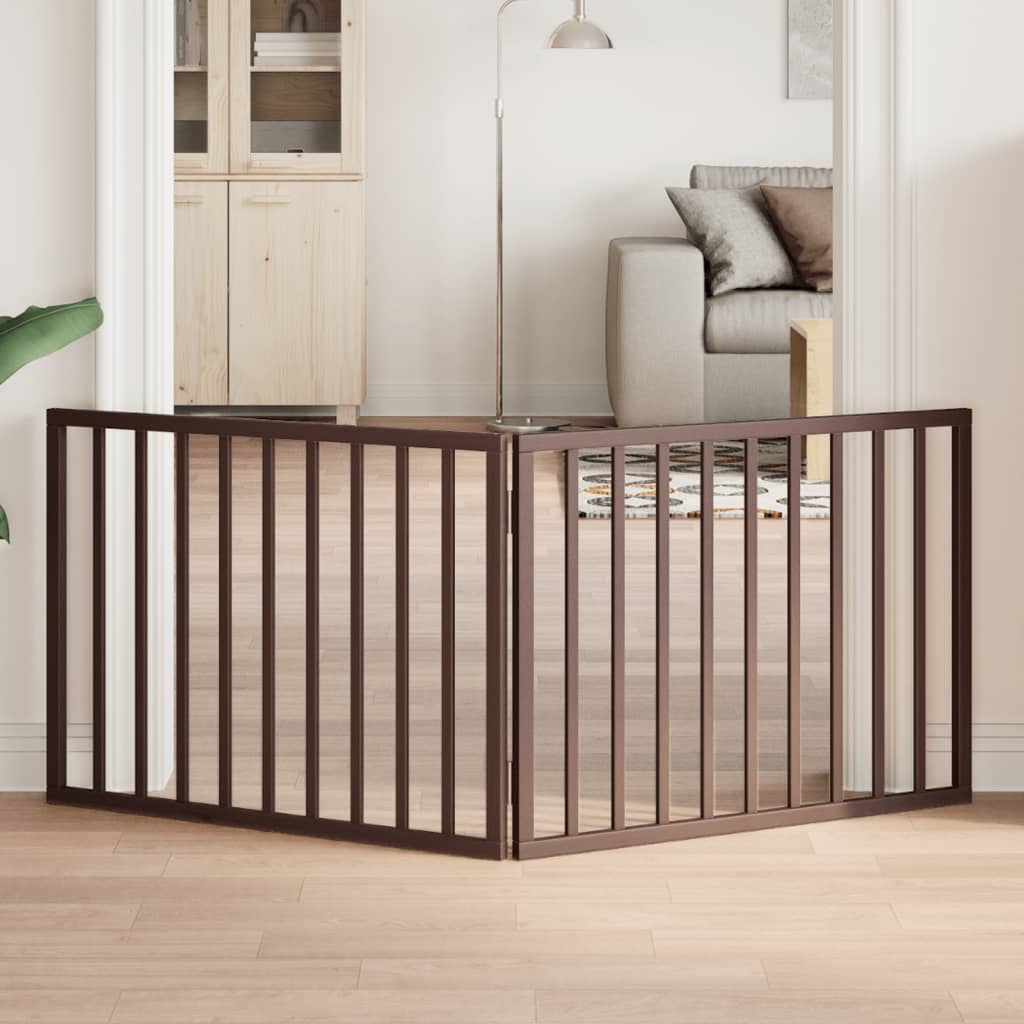 Cancello Cani Pieghevole 2 Pannelli Marrone 160cm Legno Pioppo | homemem39