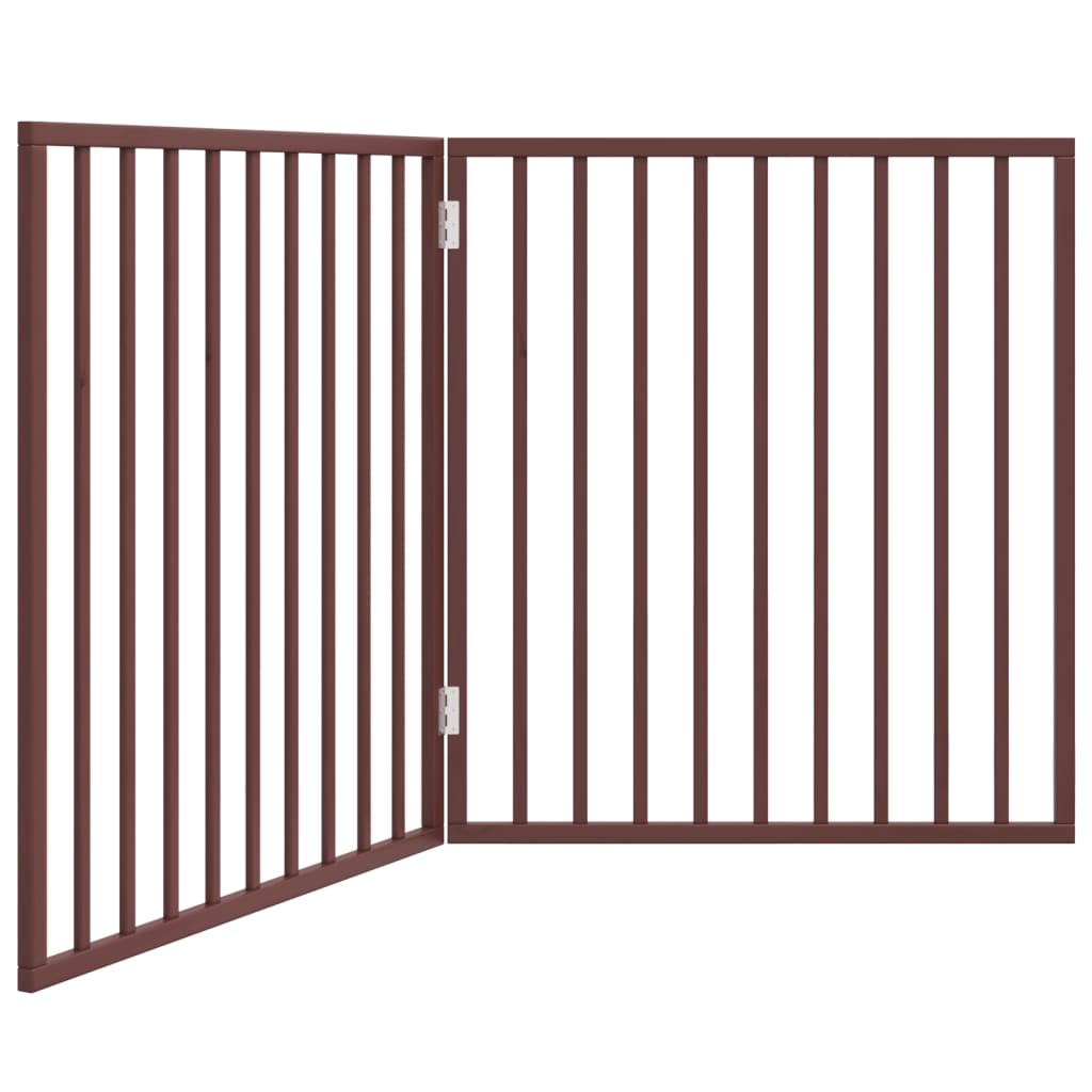Cancello Cani Pieghevole 2 Pannelli Marrone 160cm Legno Pioppo | homemem39