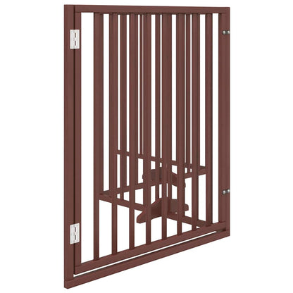 Cancelletto per cani con porta pieghevole 4 pannelli marrone 320 cm in legno di pioppo