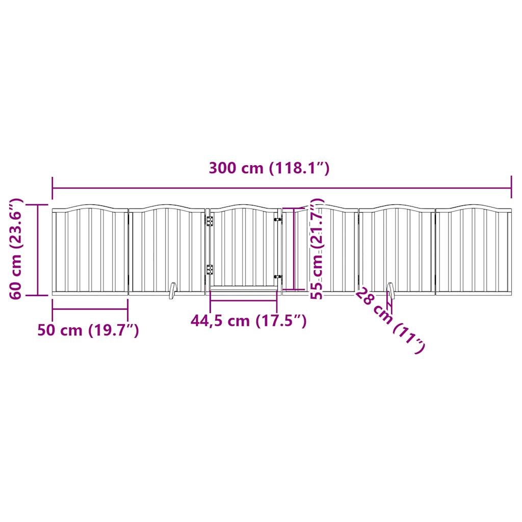 Cancello per Cani Pieghevole 6 Pannelli 300 cm Legno di Pioppo | homemem39