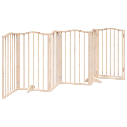 Cancelletto per cani con porta pieghevole 6 pannelli 300 cm in legno di pioppo