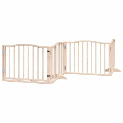 Cancello per Cani con Porta Pieghevole 4 Pannelli 320 cm Pioppo