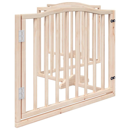 Cancello per Cani con Porta Pieghevole 4 Pannelli 320 cm Pioppo | homemem39