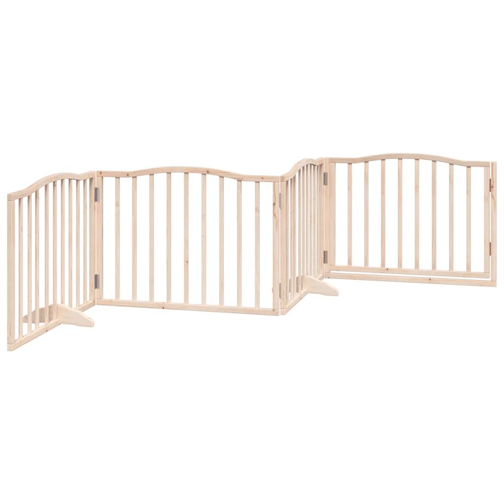 Cancello per Cani con Porta Pieghevole 4 Pannelli 320 cm Pioppo | homemem39