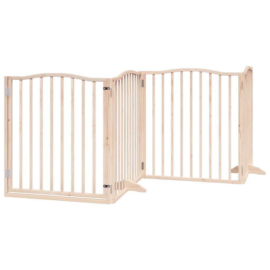 Cancello per Cani con Porta Pieghevole 4 Pannelli 320 cm Pioppo | homemem39