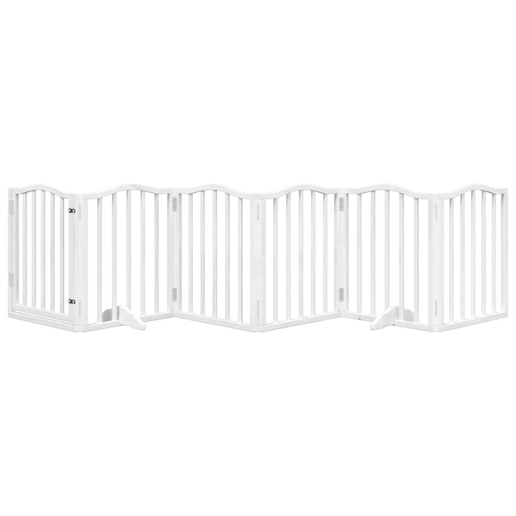 Cancello Cani Porta Pieghevole Bianco 6 Pannelli 300 cm Pioppo | homemem39