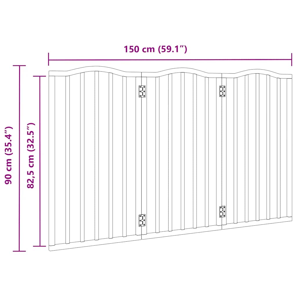 Cancello per Cani Pieghevole 3 Pannelli Bianco 150 cm Pioppo | homemem39