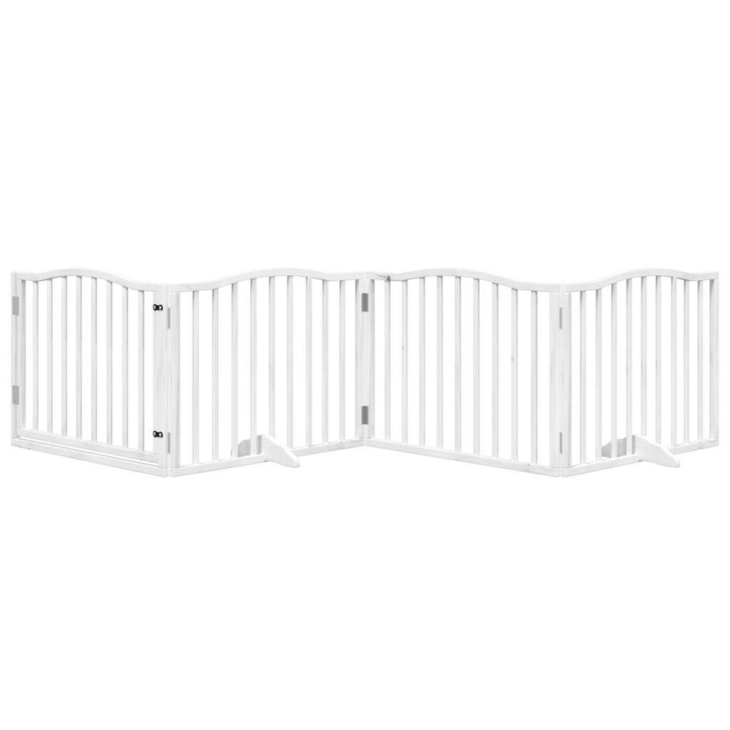 Cancello Cani Porta Pieghevole Bianco 4 Pannelli 320 cm Pioppo | homemem39