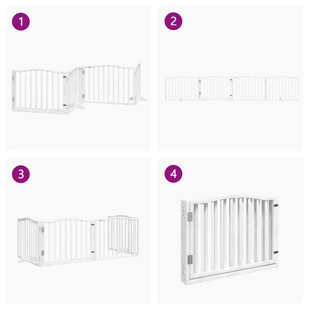 Cancello Cani Porta Pieghevole Bianco 4 Pannelli 320 cm Pioppo | homemem39