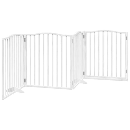 Cancello Cani Porta Pieghevole Bianco 4 Pannelli 320 cm Pioppo