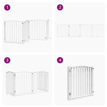 Cancello Cani Porta Pieghevole Bianco 4 Pannelli 320 cm Pioppo