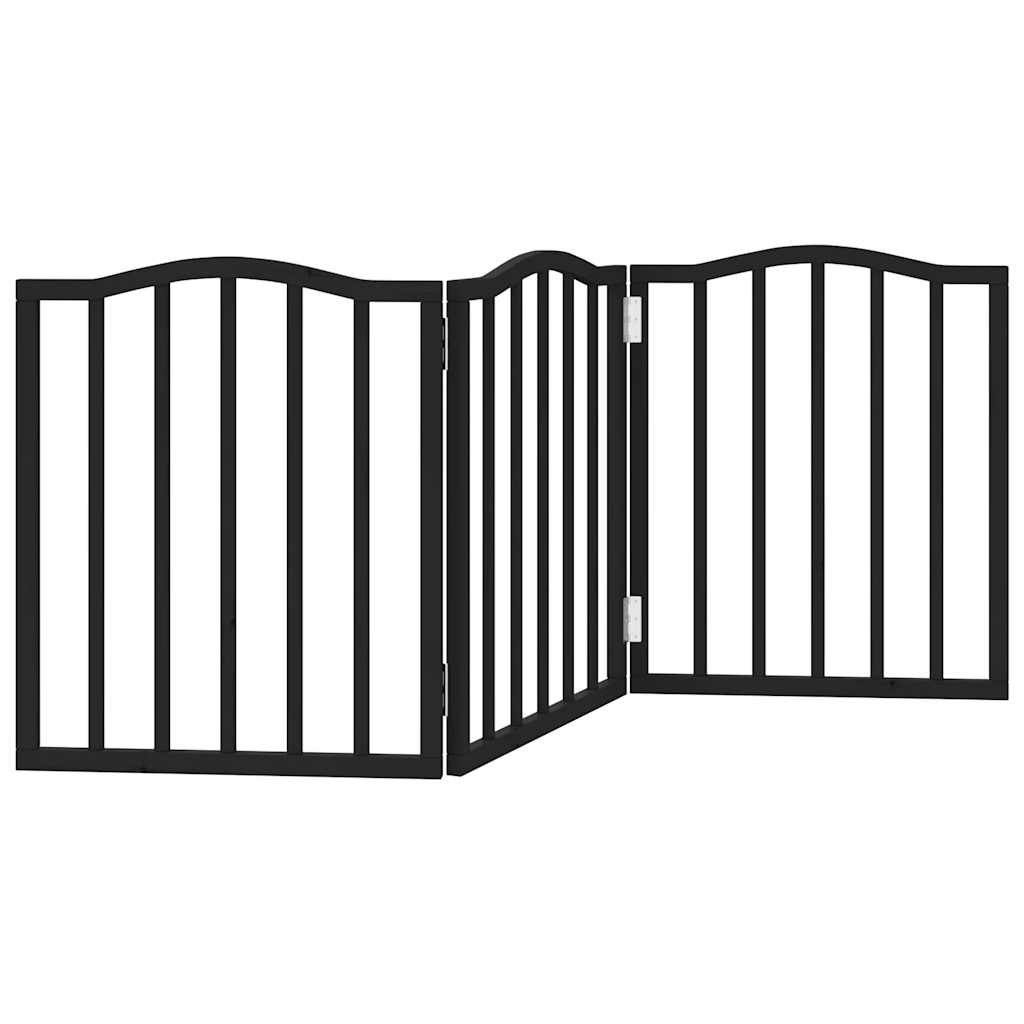 Cancello per Cani Pieghevole 3 Pannelli Nero 150cm Legno Pioppo | homemem39
