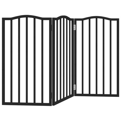 Cancello per Cani Pieghevole 3 Pannelli Nero 150cm Legno Pioppo | homemem39