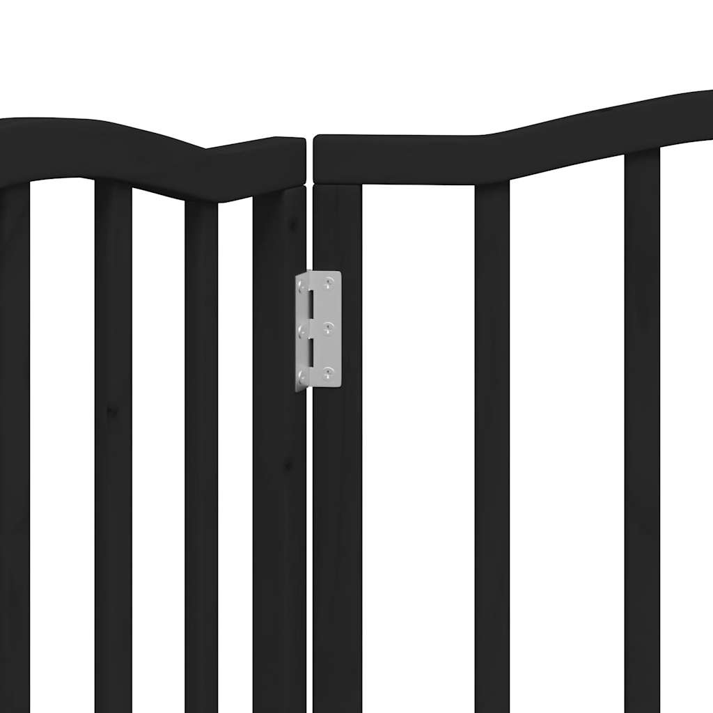 Cancello per Cani Pieghevole 3 Pannelli Nero 150cm Legno Pioppo | homemem39