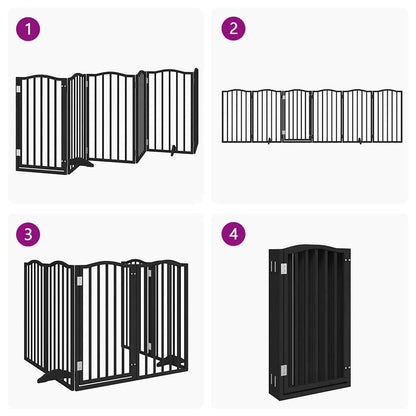 Cancello per Cani Porta Pieghevole Nero 6 Pannelli 300cm Pioppo | homemem39