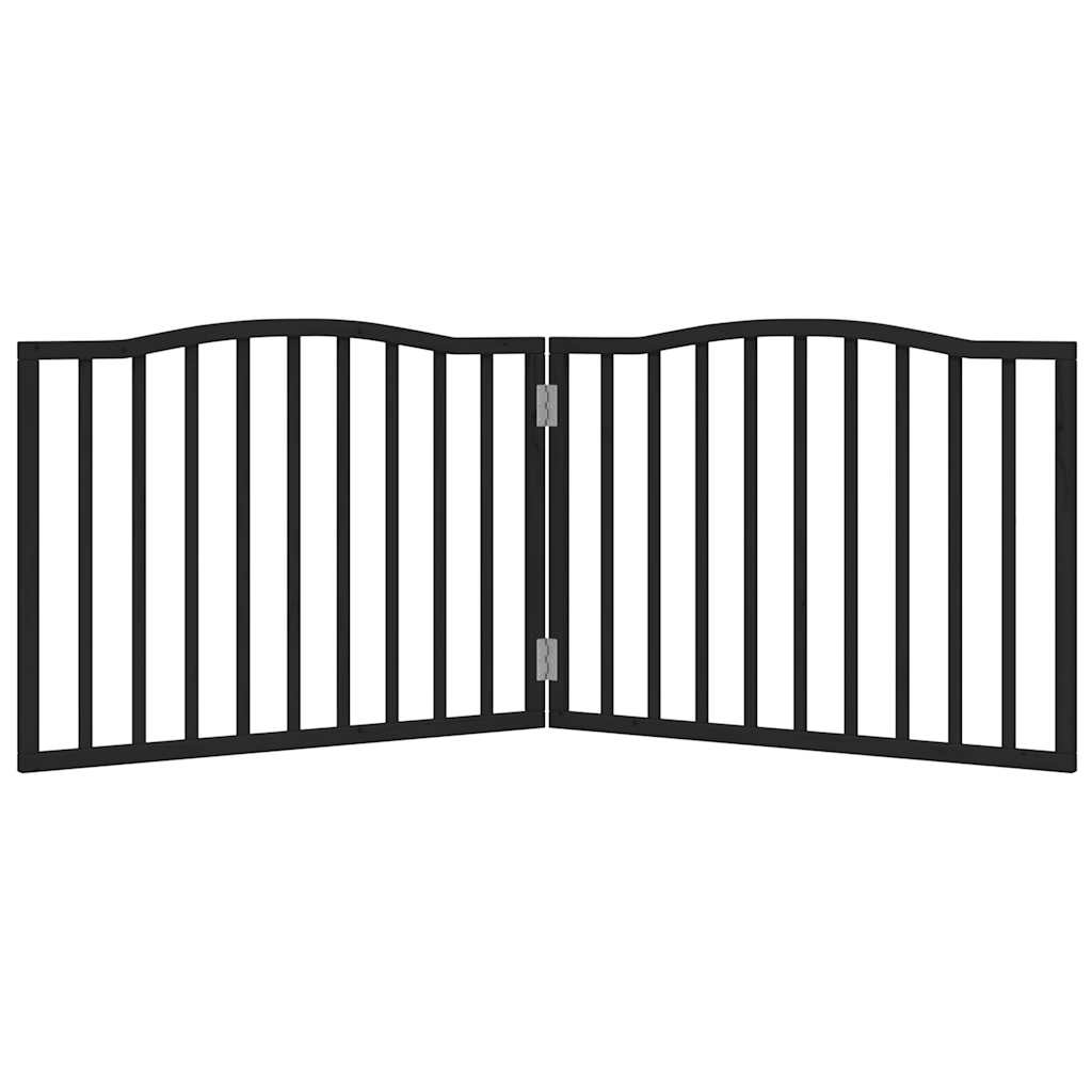 Cancello per Cani Pieghevole 2 Pannelli Nero 160cm Legno Pioppo | homemem39