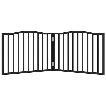 Cancello per Cani Pieghevole 2 Pannelli Nero 160cm Legno Pioppo | homemem39