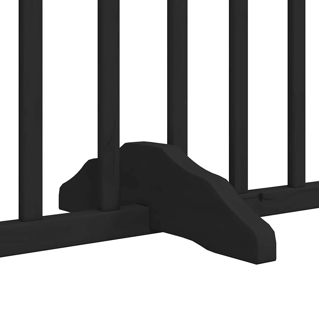 Cancelletto per cani con porta pieghevole 4 pannelli nero 320 cm in legno di pioppo | homemem39