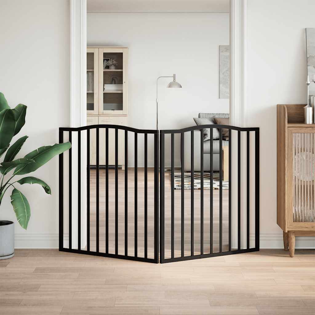 Cancello per Cani Pieghevole 2 Pannelli Nero 160cm Legno Pioppo | homemem39