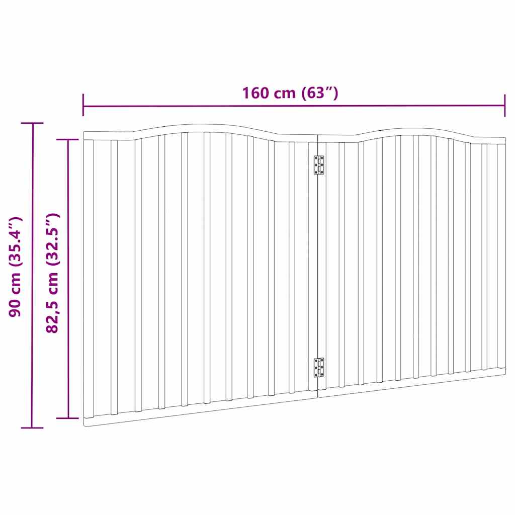 Cancello per Cani Pieghevole 2 Pannelli Nero 160cm Legno Pioppo | homemem39
