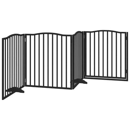 Cancello per Cani Porta Pieghevole Nero 4 Pannelli 320cm Pioppo | homemem39