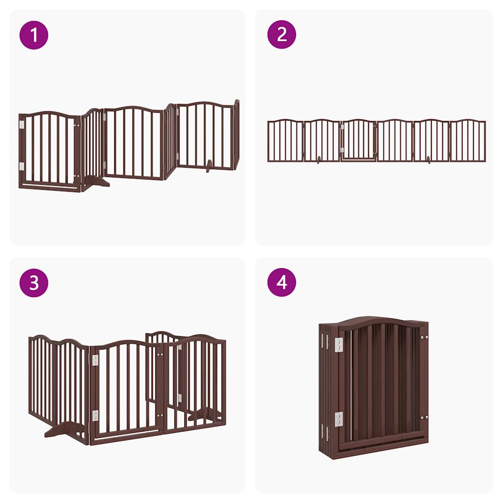 Cancello Cani Pieghevole Rovere Marrone 6 Pannelli 300cm Pioppo | homemem39