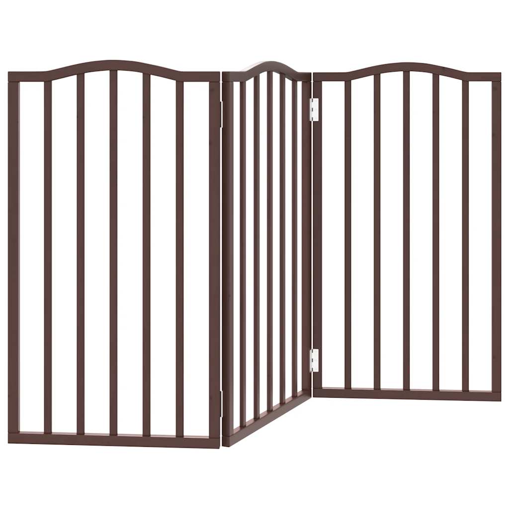 Cancello Cani Pieghevole 3 Pannelli Rovere Marrone 150cm Pioppo | homemem39
