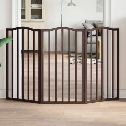 Cancello Cani Pieghevole 3 Pannelli Rovere Marrone 150cm Pioppo | homemem39