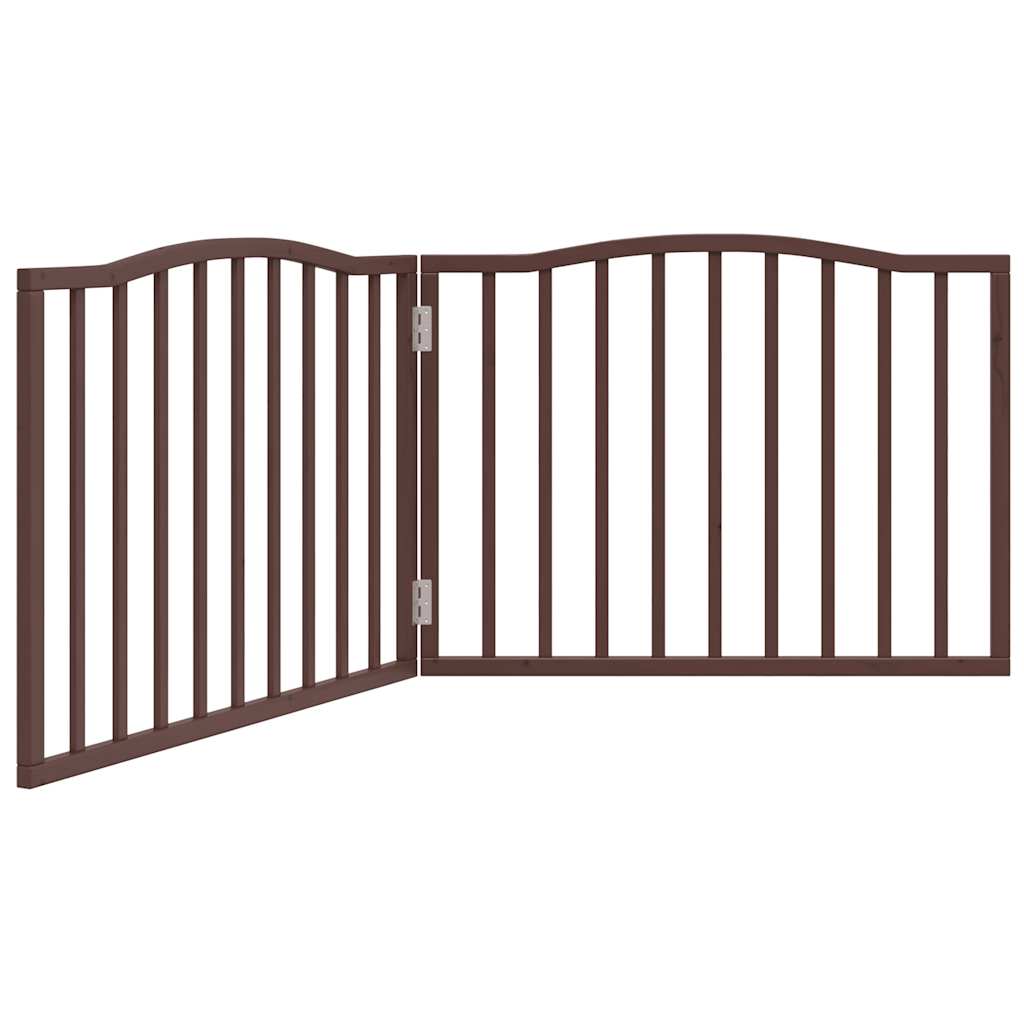Cancello Cani Pieghevole 2 Pannelli Marrone 160cm Legno Pioppo | homemem39