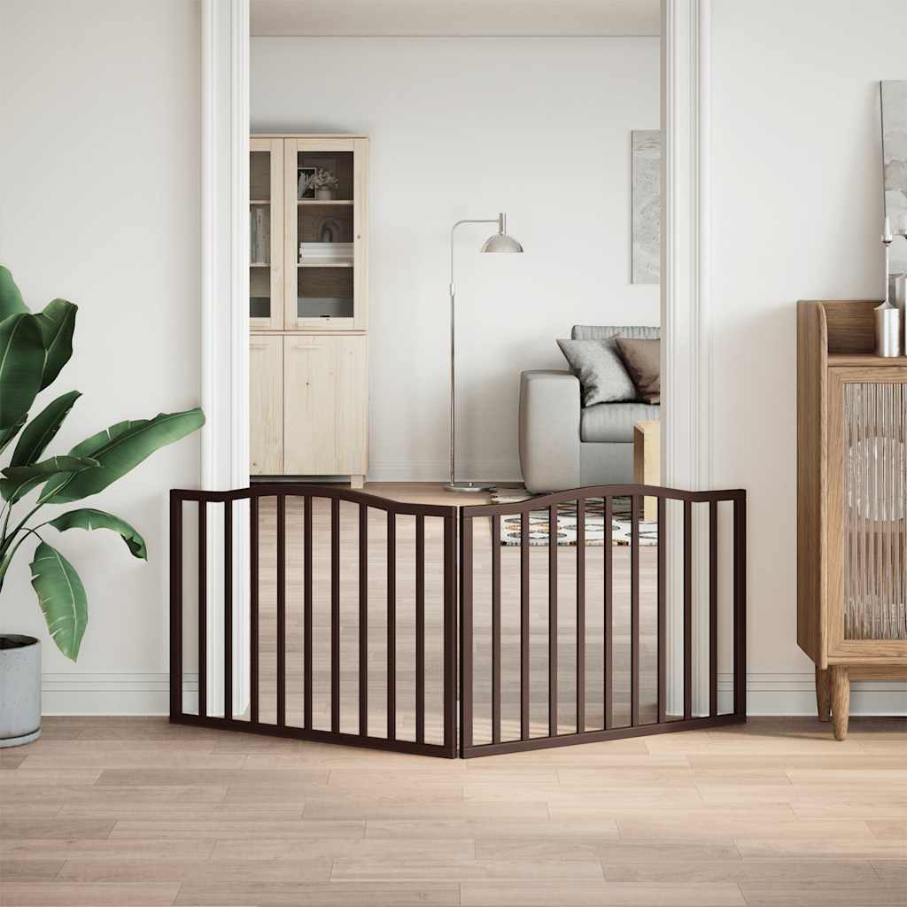 Cancello Cani Pieghevole 2 Pannelli Marrone 160cm Legno Pioppo | homemem39