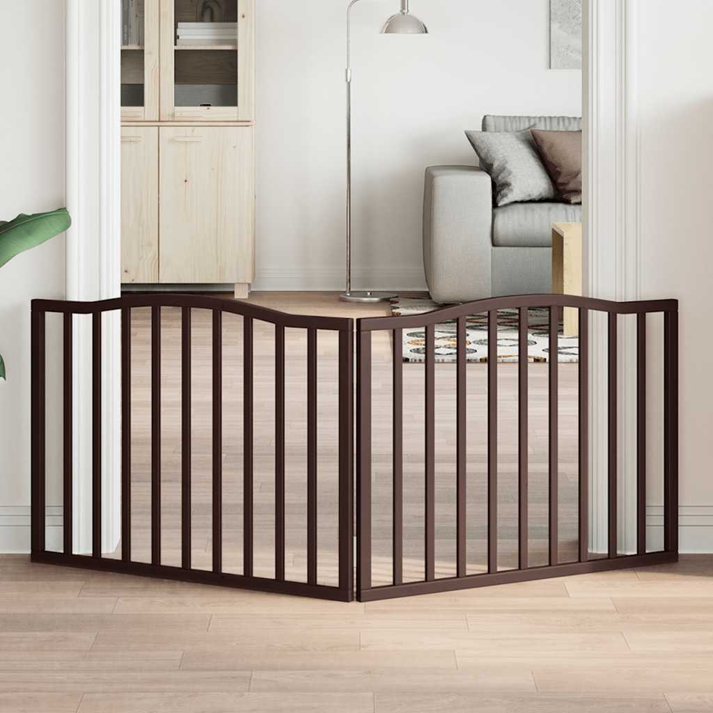 Cancello Cani Pieghevole 2 Pannelli Marrone 160cm Legno Pioppo | homemem39