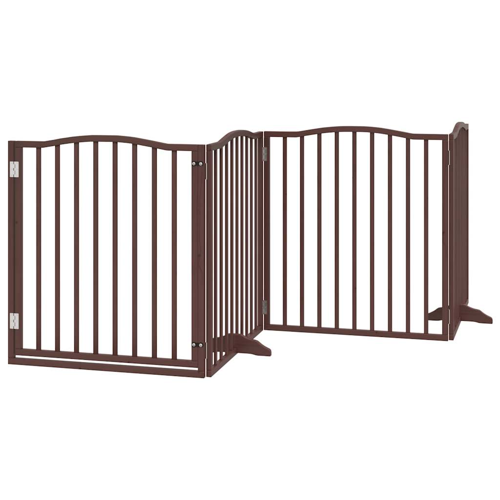 Cancello Cani Porta Pieghevole Marrone 4 Pannelli 320cm Pioppo | homemem39