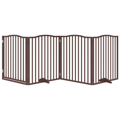 Cancello Cani Porta Pieghevole Marrone 4 Pannelli 320cm Pioppo | homemem39