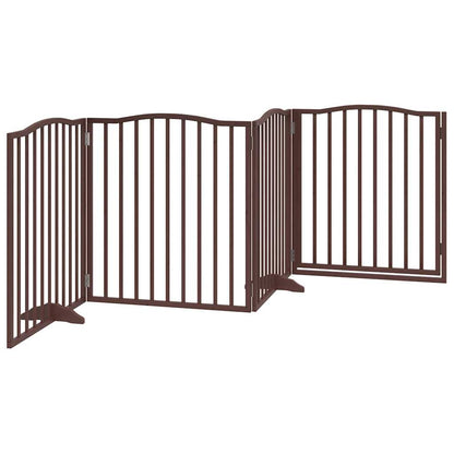 Cancello Cani Porta Pieghevole Marrone 4 Pannelli 320cm Pioppo | homemem39