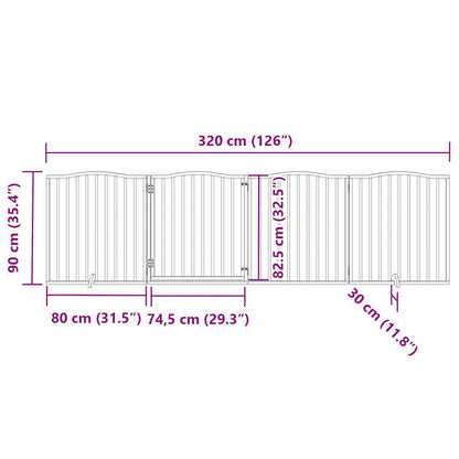 Cancello Cani Porta Pieghevole Marrone 4 Pannelli 320cm Pioppo | homemem39